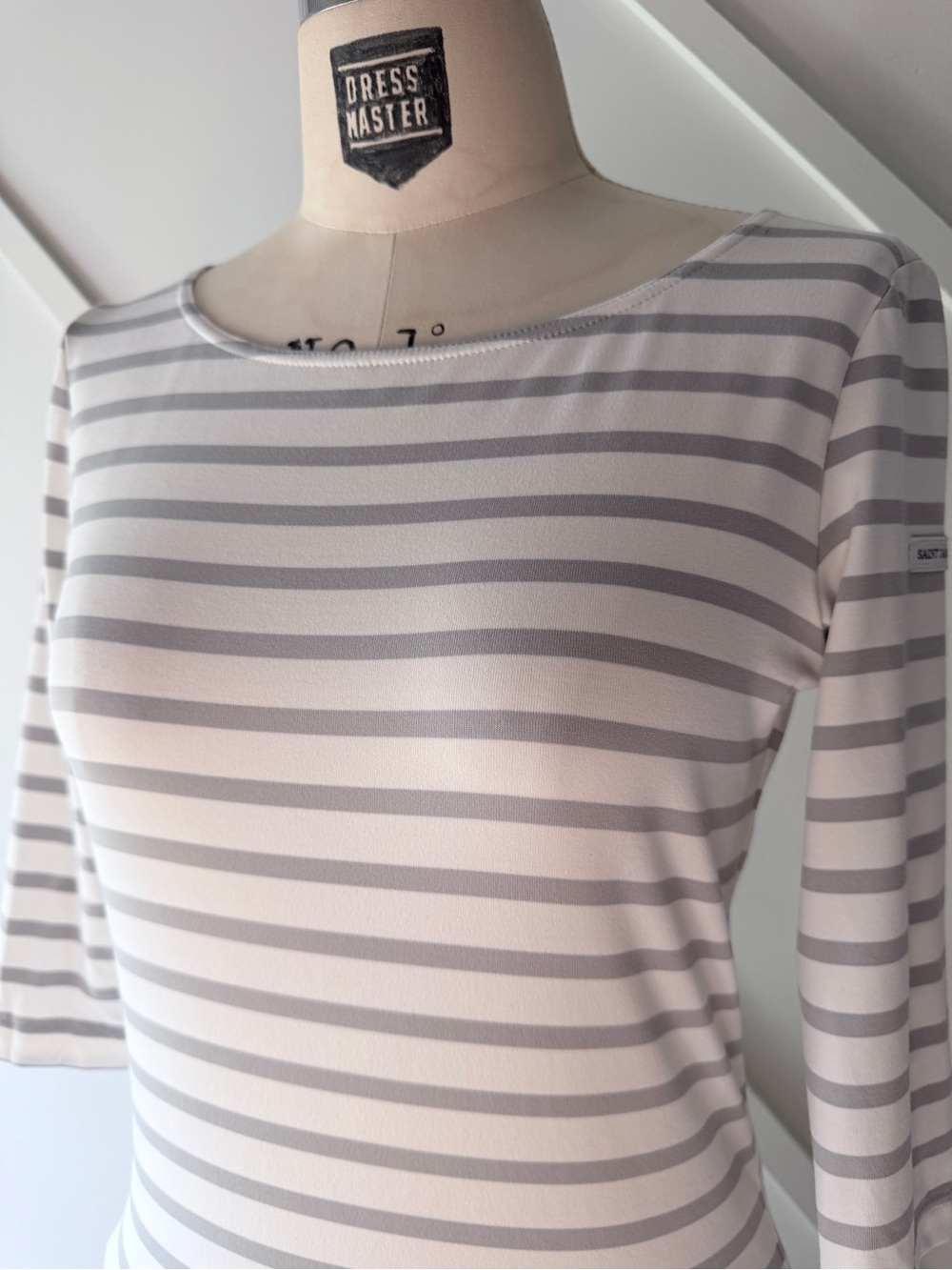 Saint James Breton Stripe Top NWT Size 4 White Grey French Sailor Shirt - Picture 4 of 13